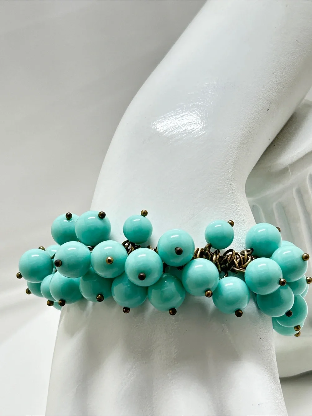 J. Crew, Turquoise, Aqua, cluster Beaded Bracelet, Stretch